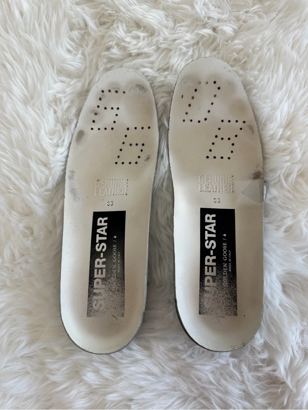 Golden Goose White Leather Sneakers with Gray Star and Black Heel Size 35 US 5
